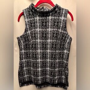 Joseph Ribkoff Women’s Black and White Sleeveless Mock-neck Top Size 12